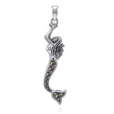 The Swimming Mermaid Silver Pendant with Marcasite TPD5363 - Pendant
